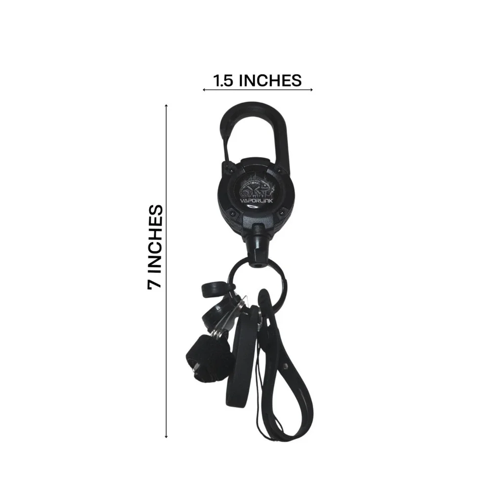 BLACK Vaporlink Leash Heavy-duty Retractable Carabiner Keychain Anti-Lost/Theft